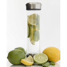 Delicate Design Cudtom Logo Tea Infuser Glass Water Bottle with Stainless Steel Lid bubble tea glass cup
